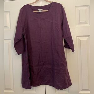 100% Linen Tunic, Medium, Runs Very Large, Dark Purple, Plum Color